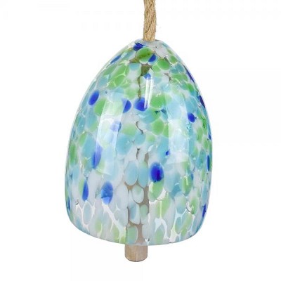 Green and Blue Blown Glass Bell Windchime 