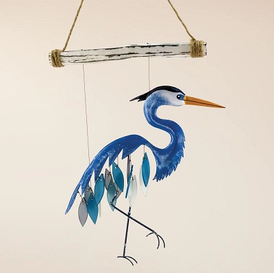 Great Blue Heron Glass Wind Chime 