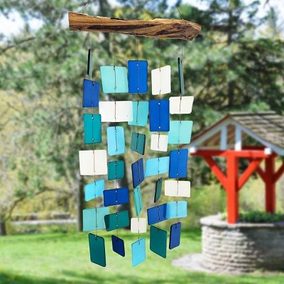 Ocean Beveled Squares Glass Windchime 