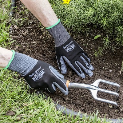 Nitrile Tough Garden Gloves Black 3/Pack 