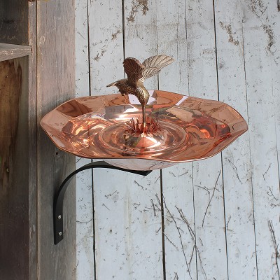 Achla Copper Hummingbird Birdbath with Wall Bracket 