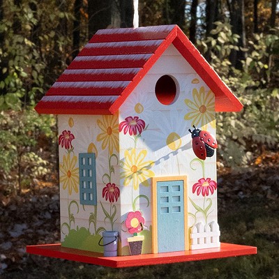 Printed Ladybug Bird House Red 