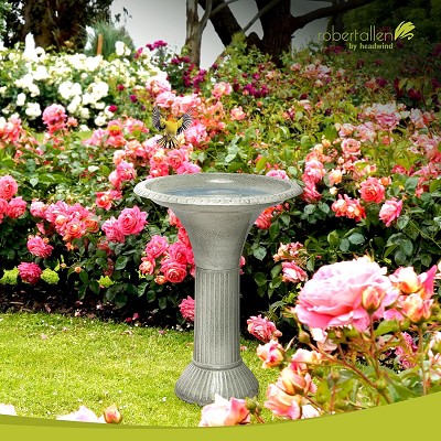 Ironstone Metal Bird Bath 18" Diameter Antique White 