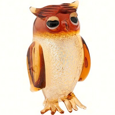 Milano Art Glass Animals Brown Owl 