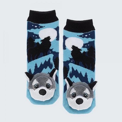 Timber Wolf Toddler Slipper Socks 