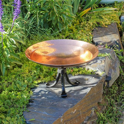 Achla Polished Copper Birdbath with Tripod Stand 