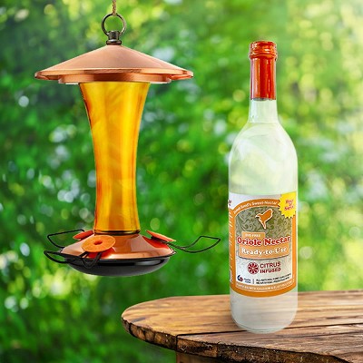 Mid-Century Coppertop Oriole Feeder 16 oz. with Clear Ready-To-Use Sweet-Nectar Package 