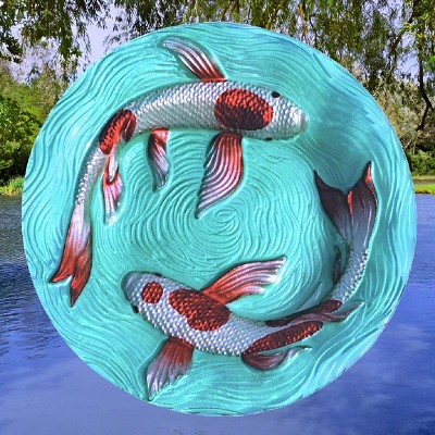 Koi Pond Embossed Glass Birdbath Bowl 