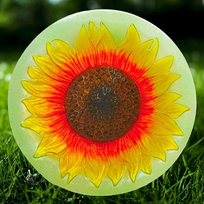 Sunflower Embossed Glass Birdbath 