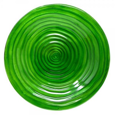 Hunter Green Swirls Embossed Glass Birdbath 