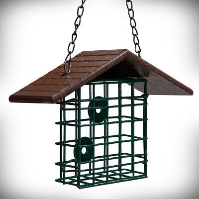 Recycled Poly Roof Single Suet Cage Brown 