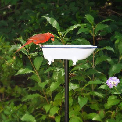 Splish Splash Stake Birdbath Solid Brass with White Finish 